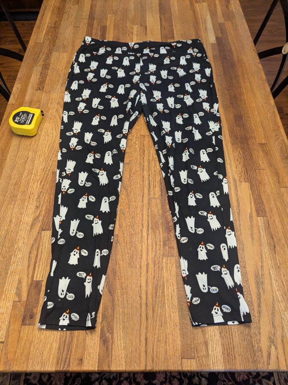 The Cutest Ghost Leggings Black w/ White Orange Sliver Fun Sayings XXL Halloween